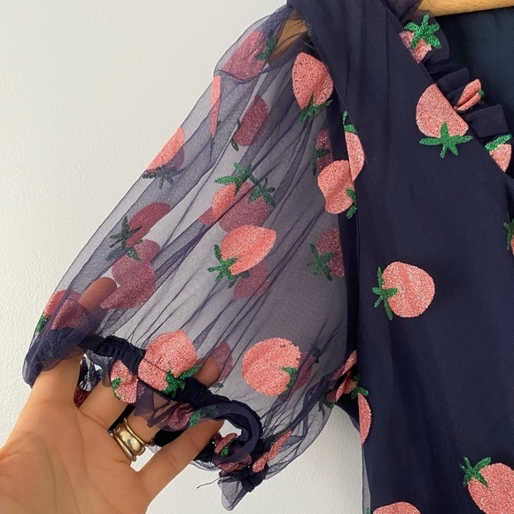 Unique Vintage Smak Parlour Strawberry Print Woodstock Flare Dress Size XL - Picture 10 of 14